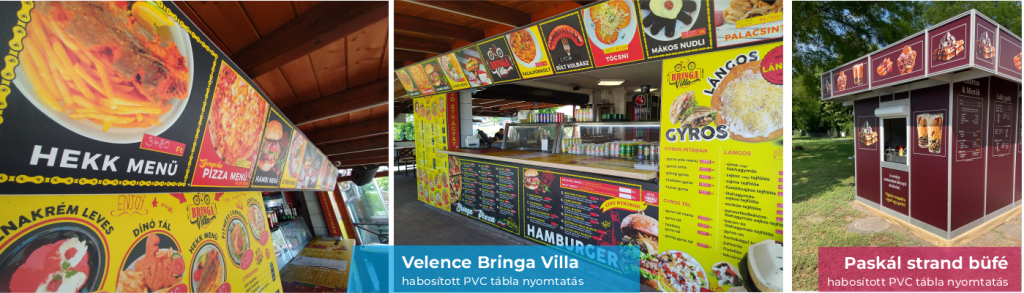 Üzleti információs tábla PVC lemezből.