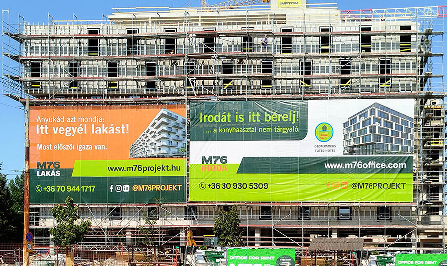 M76 építkezés nagyméretű nyomtatott épülethálóval